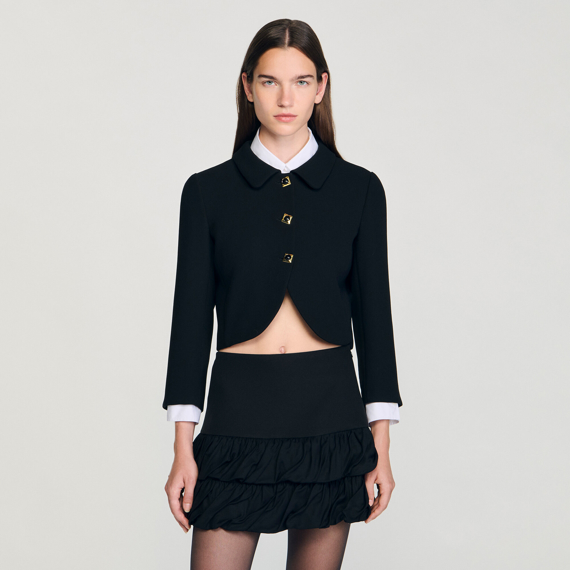 Cropped jacket with jewel buttons