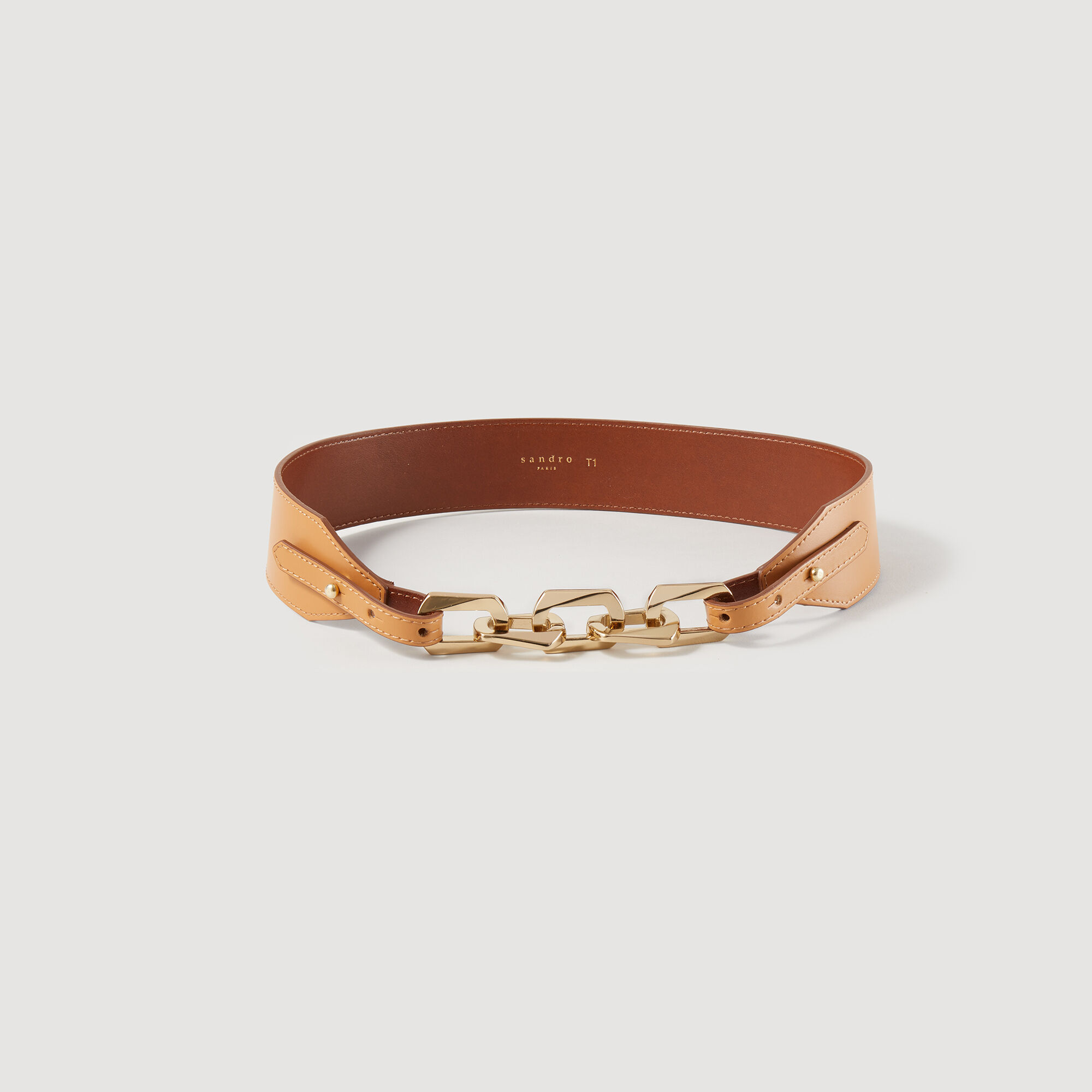 Leather belt with chain
