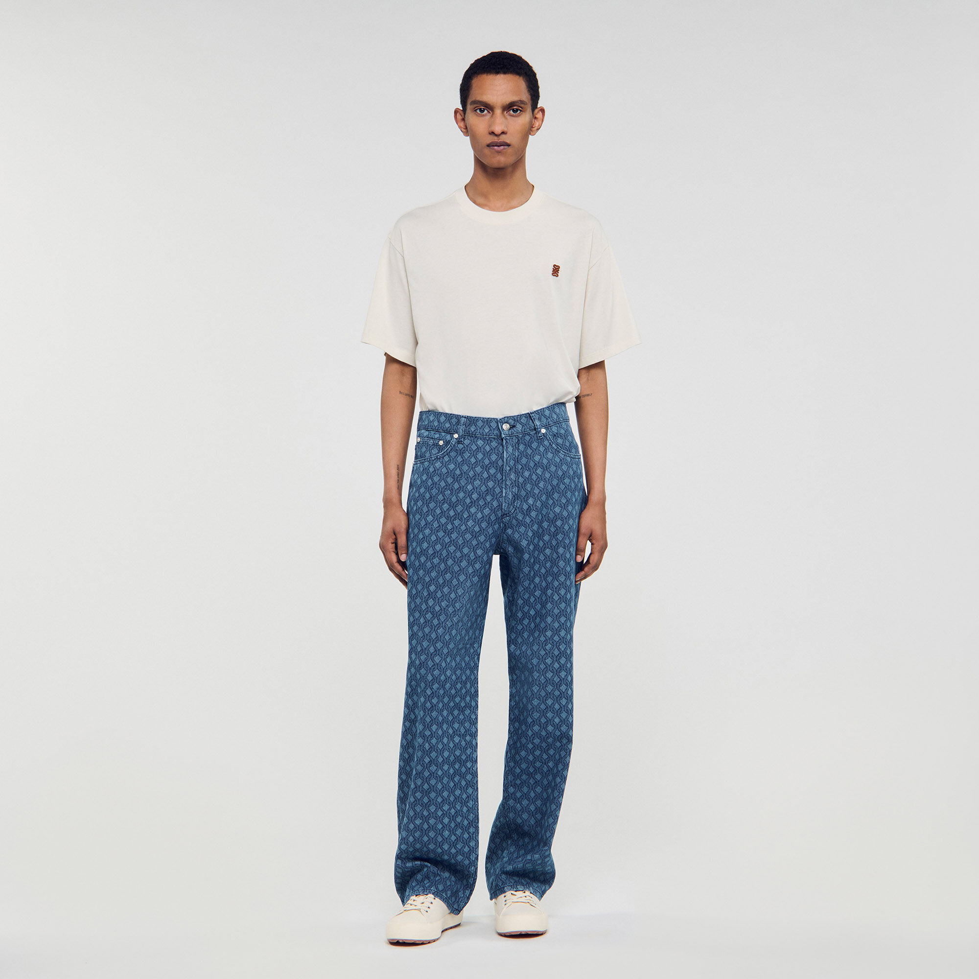 Rope pattern baggy jeans