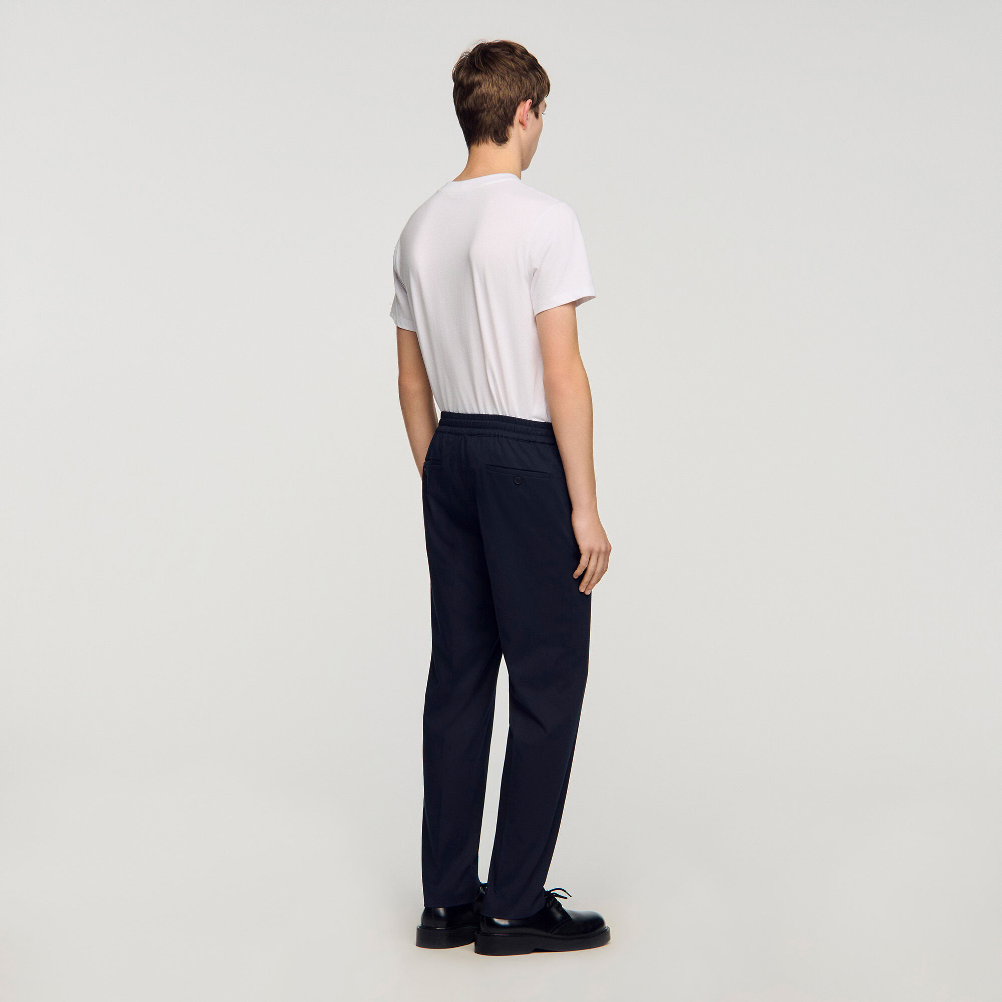 Elasticated straight-leg trousers