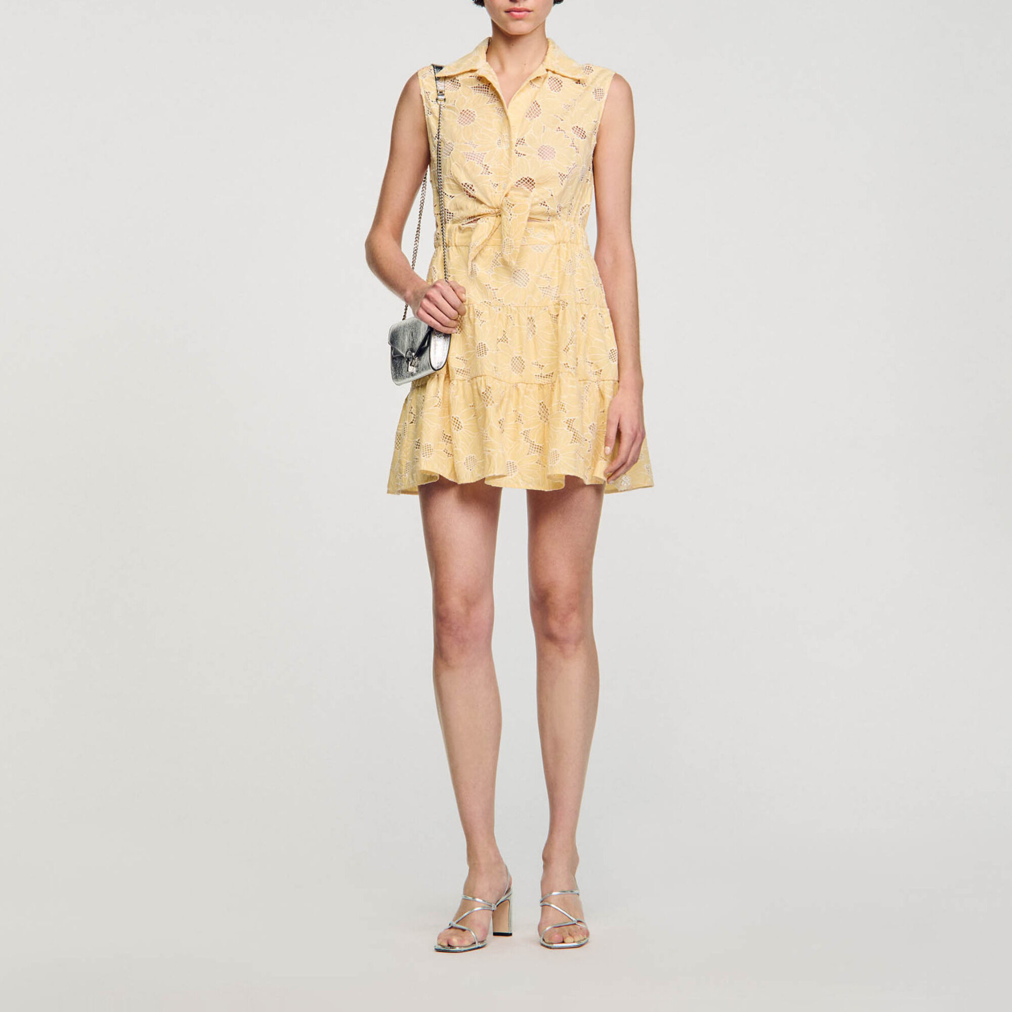 Embroidered dress short sales