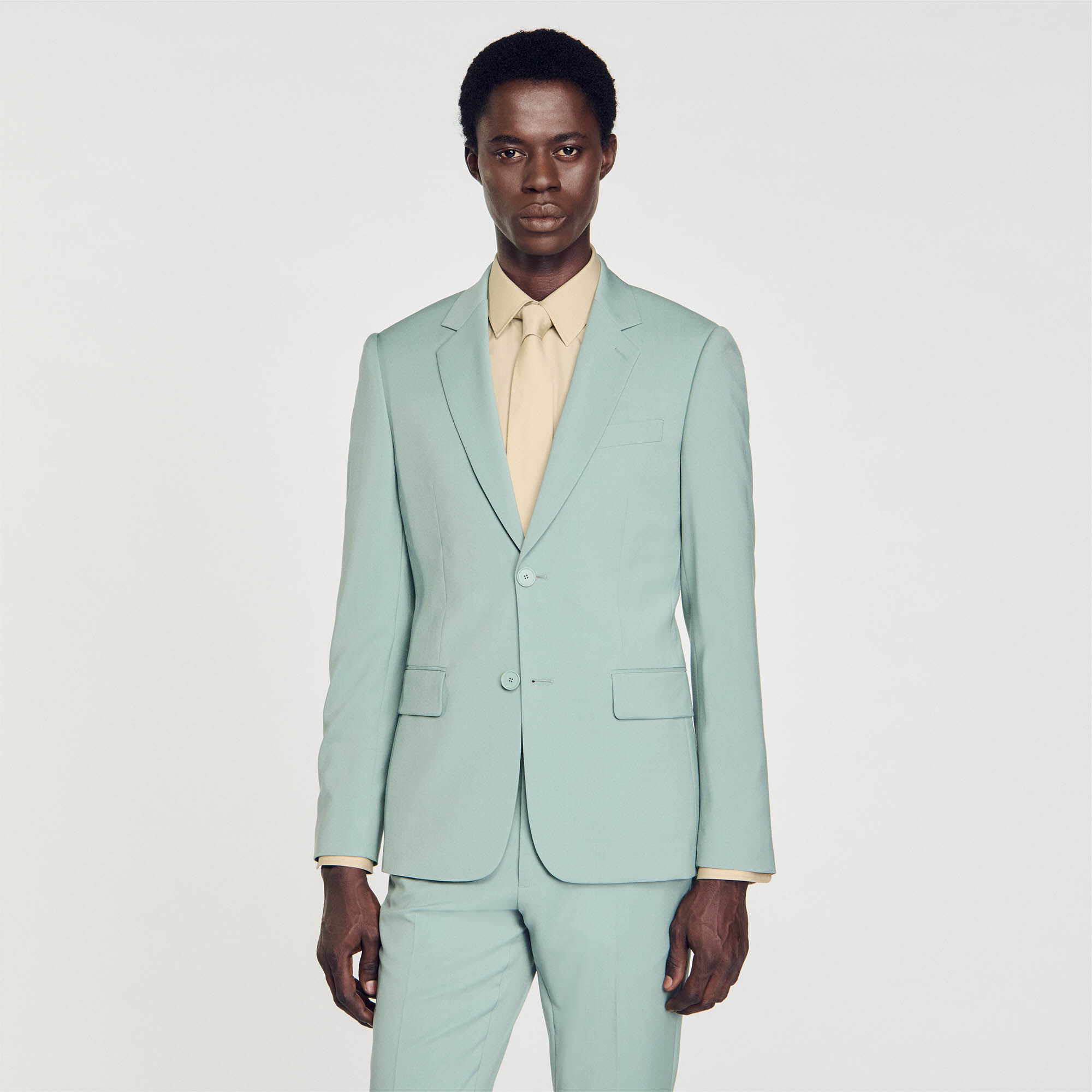 Wool suit jacket Green | Sandro Paris