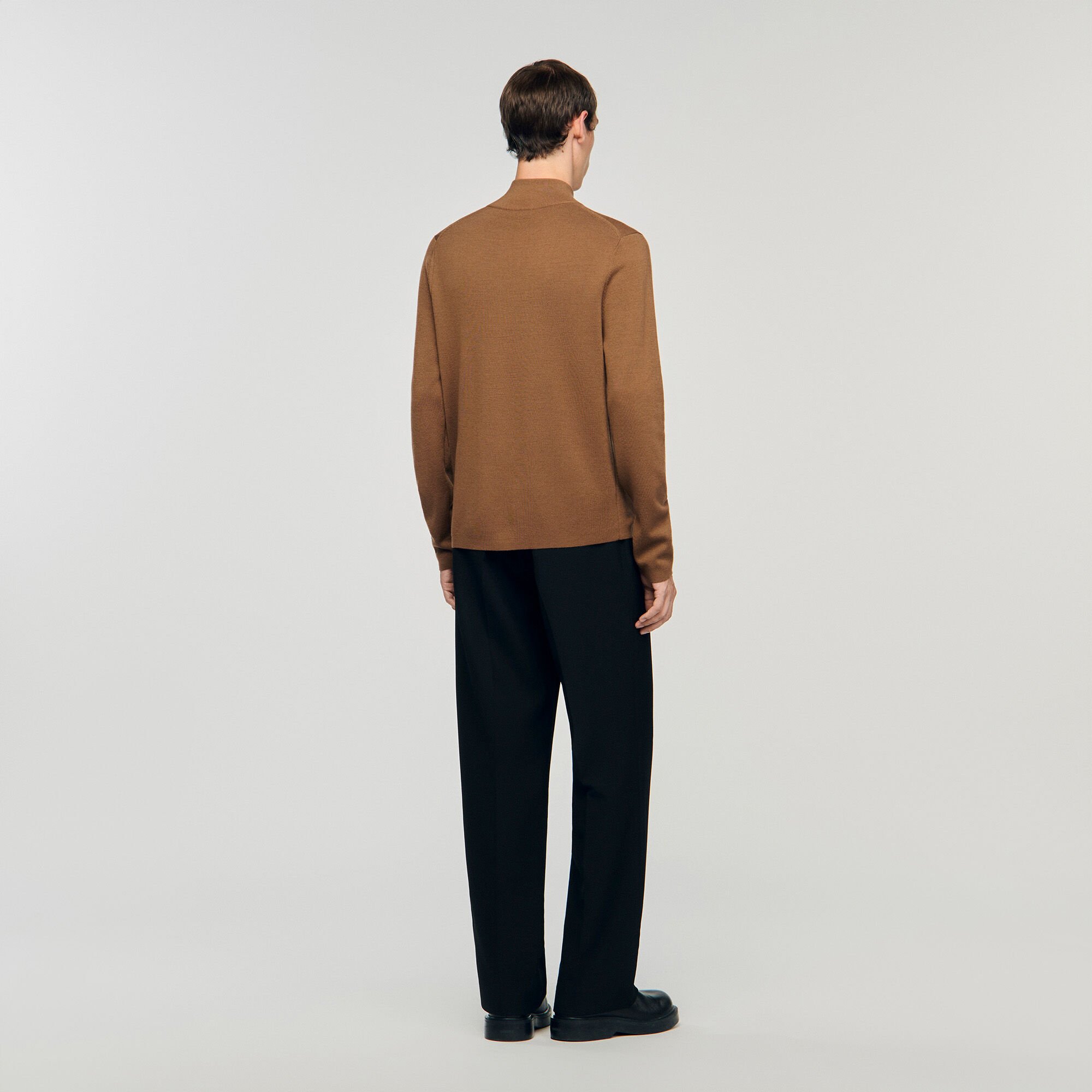 Wool jumper with zip collar