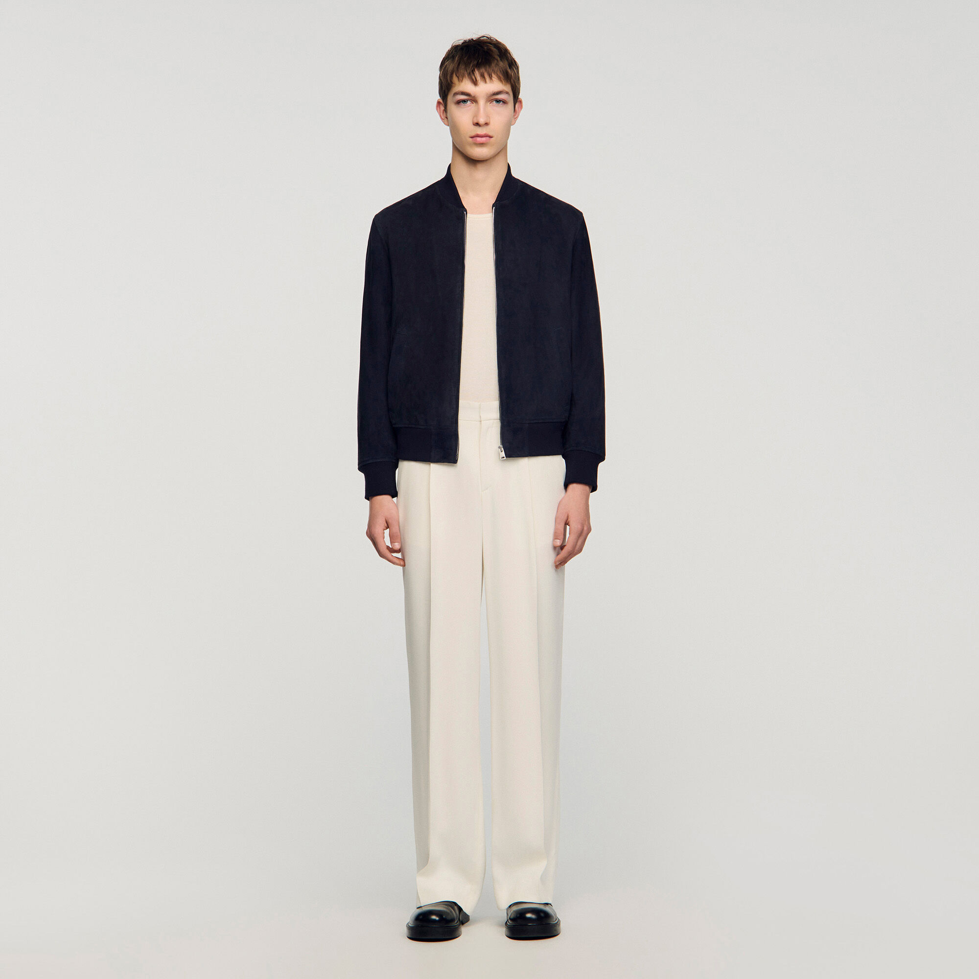 Suede zip-up jacket