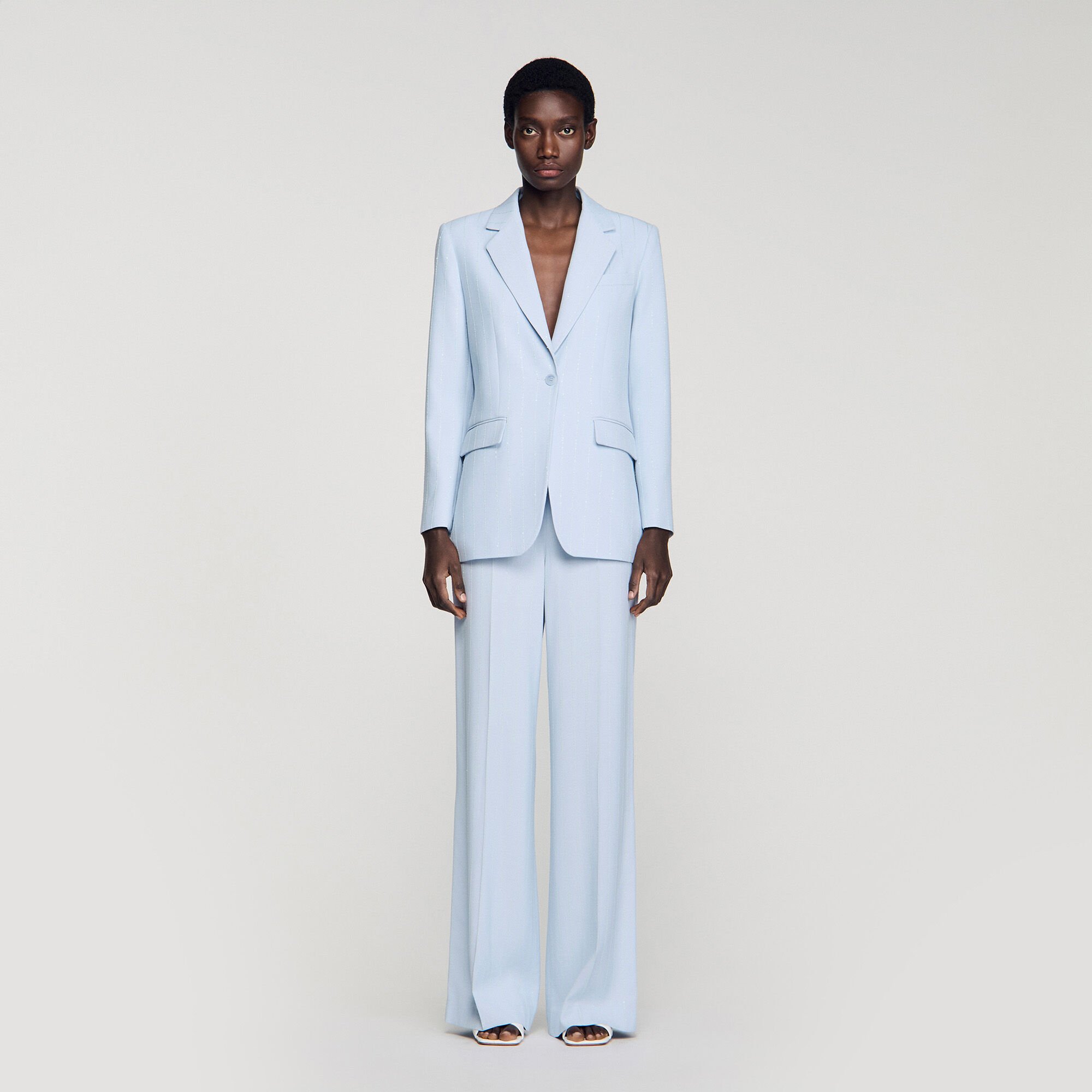 Sequin-stripe tailored jacket