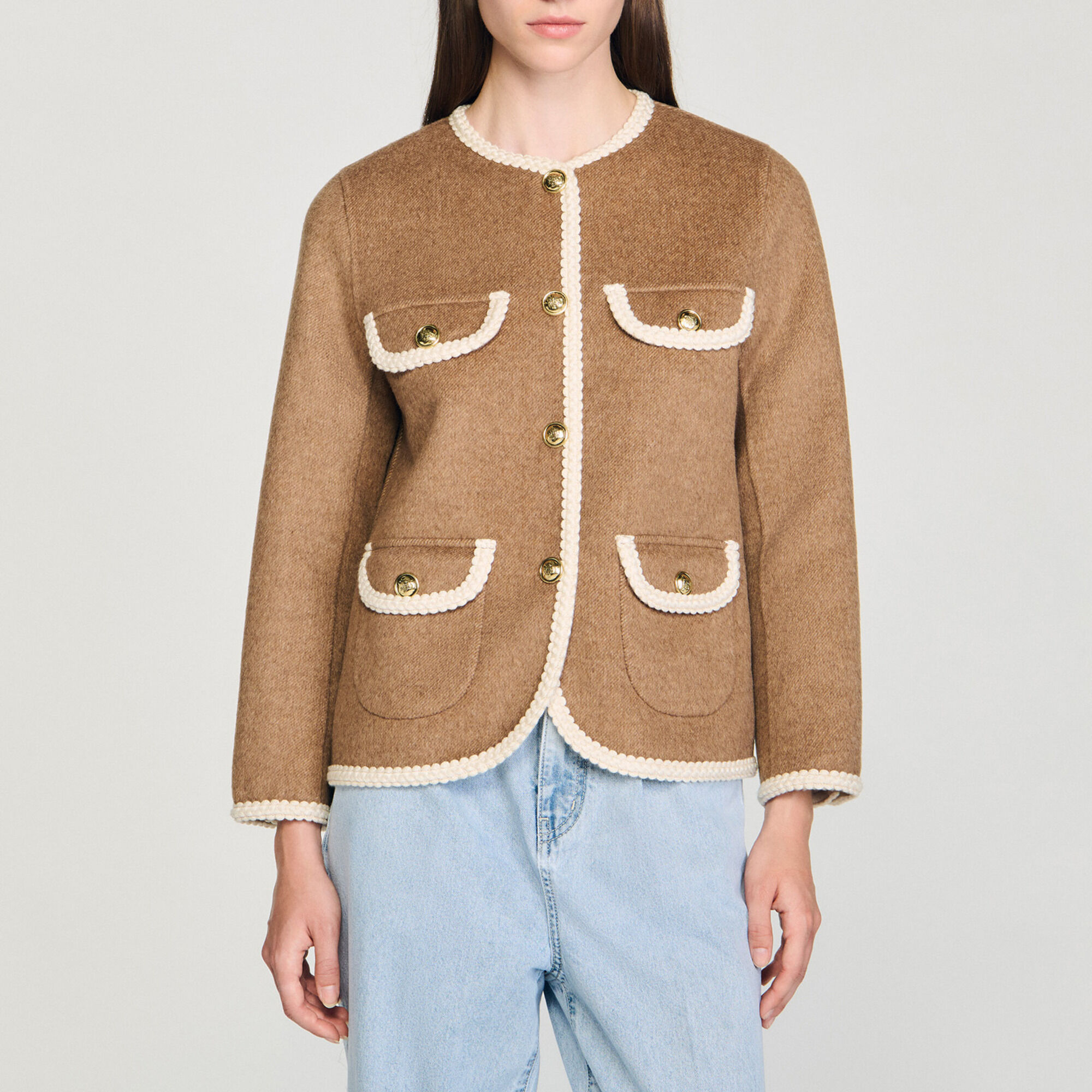 Double-faced jacket brown For Women | Sandro Paris