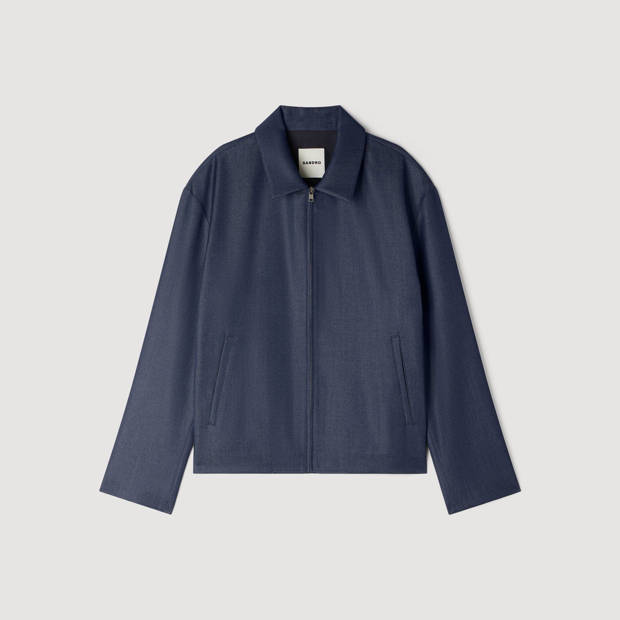 Denim effect zip-up jacket for Men | Sandro Paris