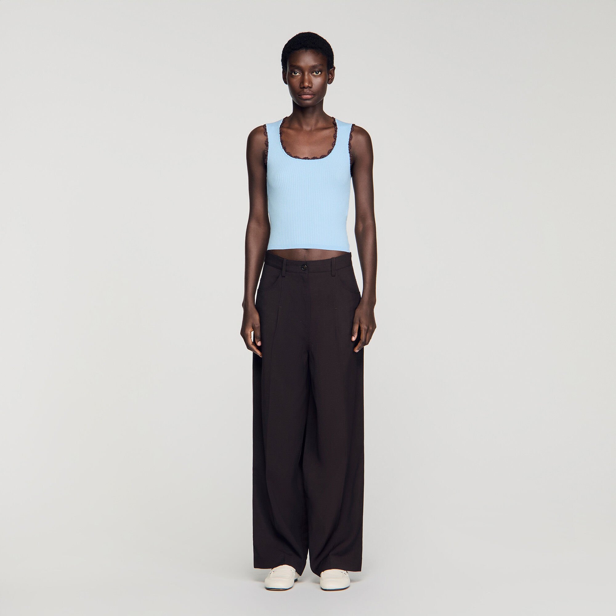 Crochet detail knit top