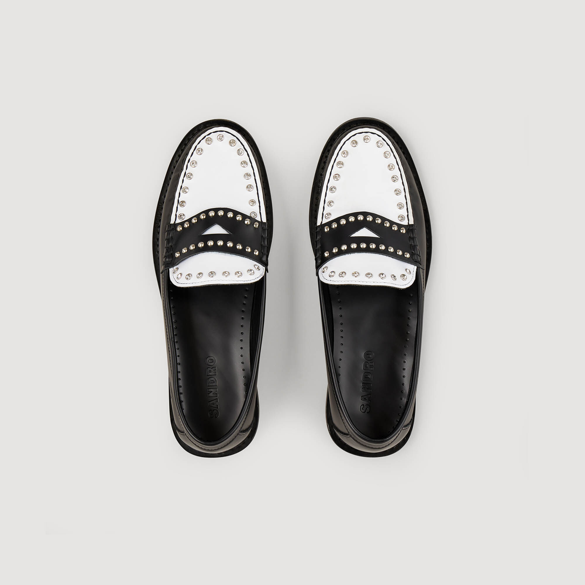 Two-tone studded loafers