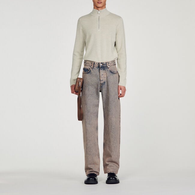 Wool jumper with zip collar