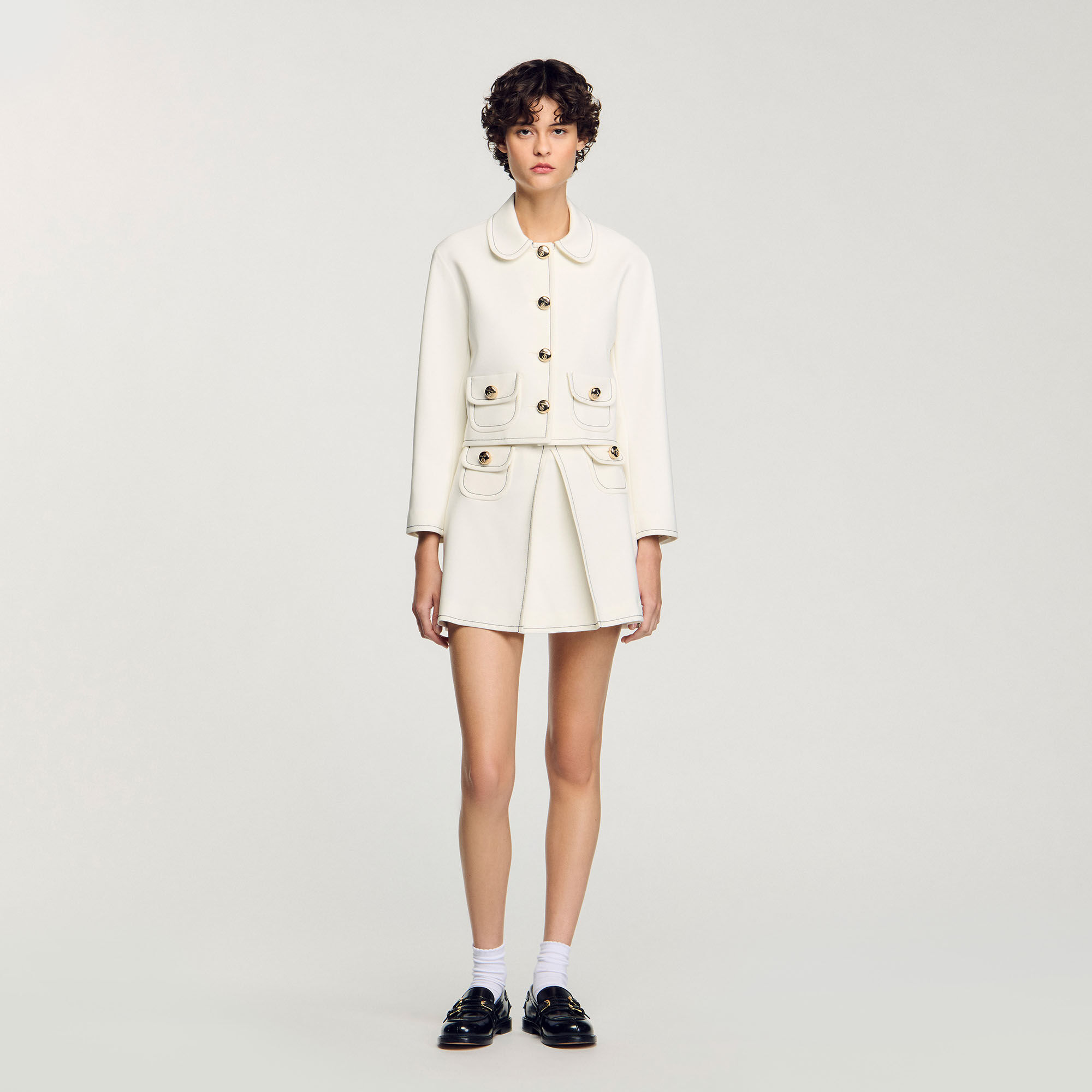 Peter Pan collar cropped jacket
