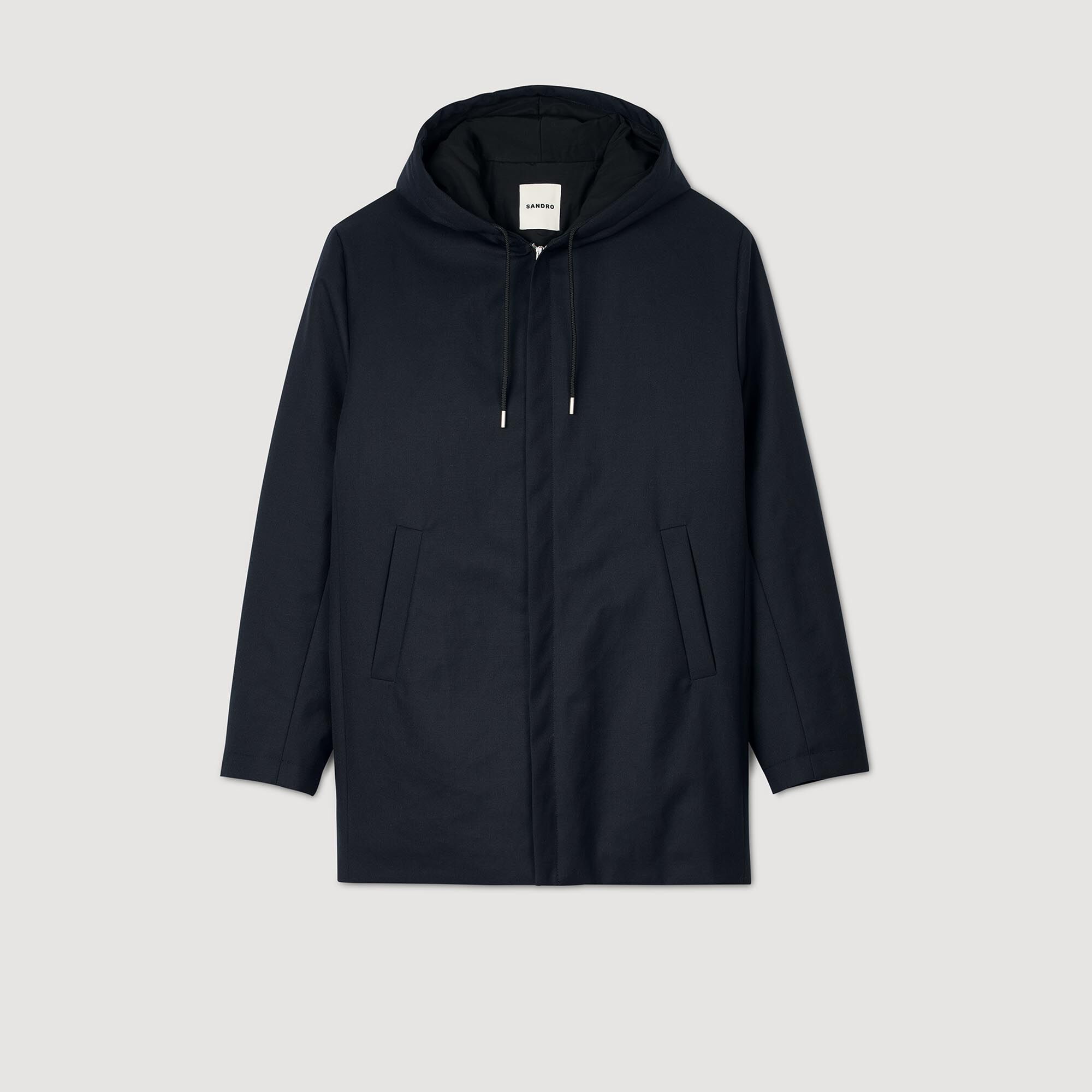 Hooded parka with zip blue for Men | Sandro Paris