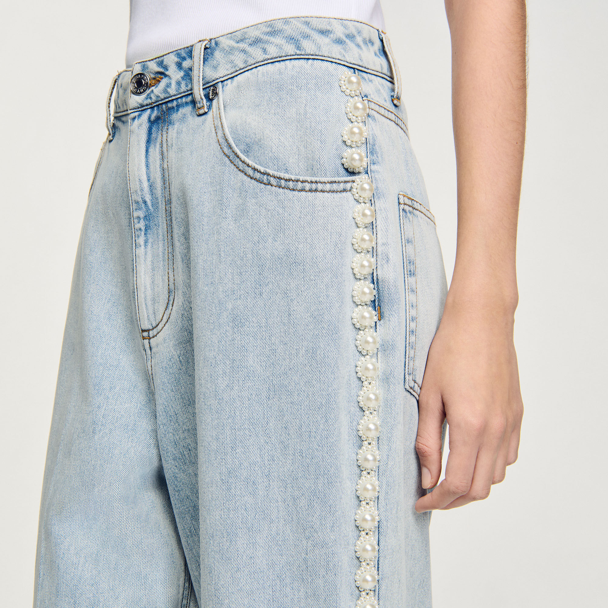 Beaded jeans For Women | Sandro Paris