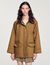 Coat with leather collar