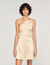 Short cutaway satin-effect dress