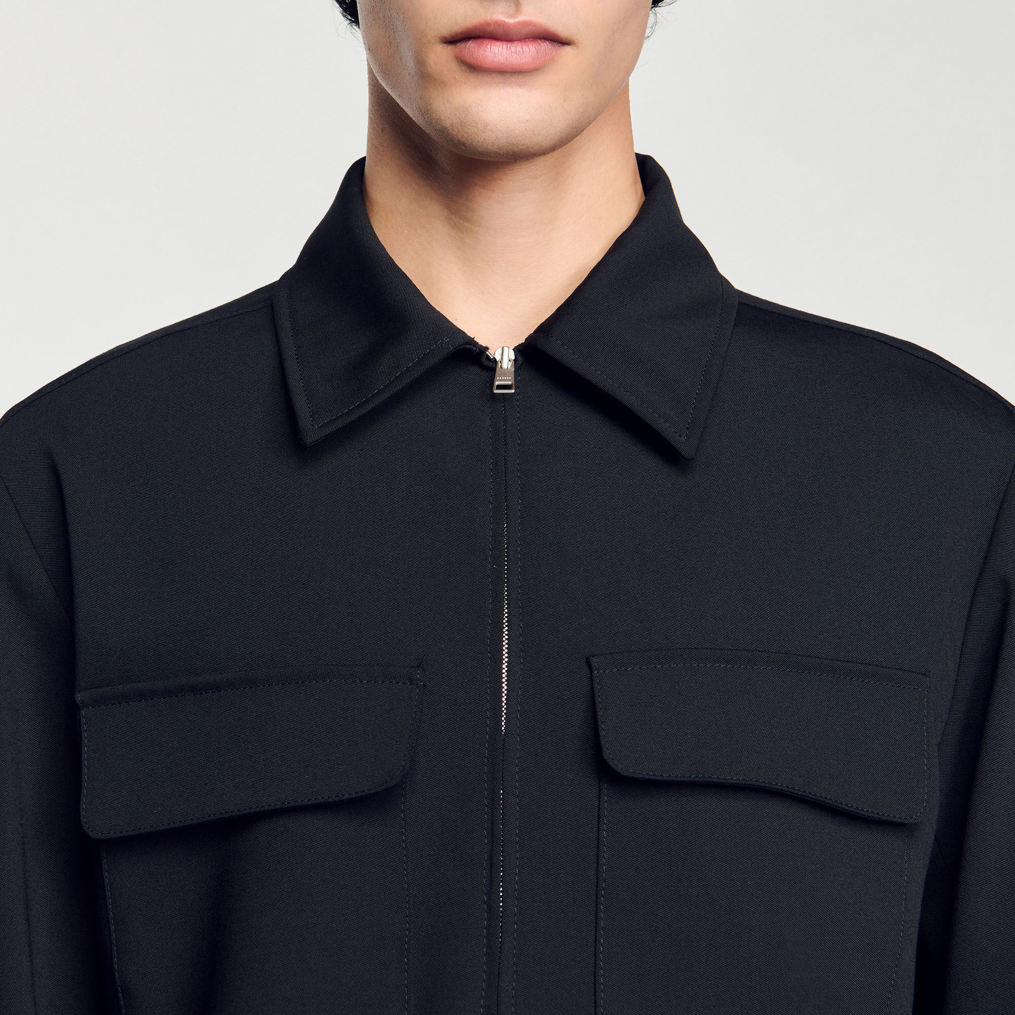 Zip-up jacket black / gray for Men | Sandro Paris Zip-up jacket black / gray for Men | Sandro Paris