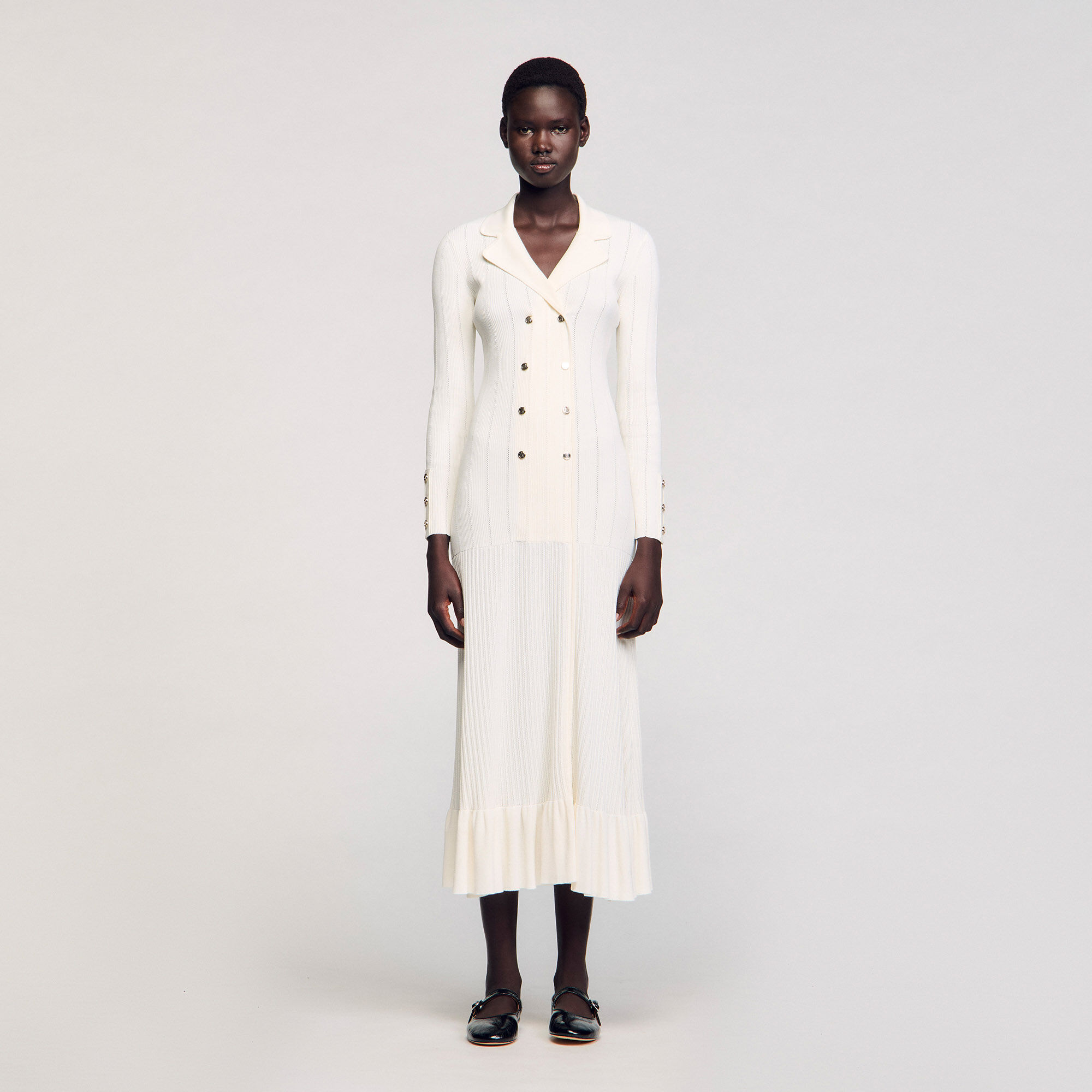 【国内正規総代理店アイテム】 Knit maxi dress white / beige For Women | Sandro Paris トップス