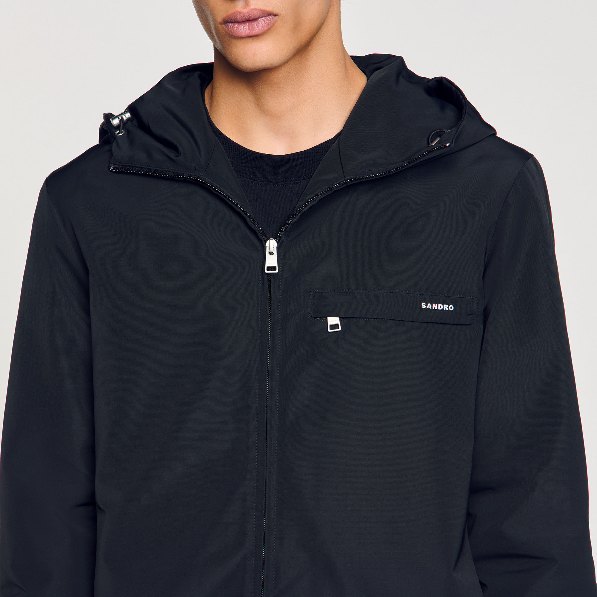Nylon windbreaker black / gray for Men | Sandro Paris Nylon windbreaker black / gray for Men | Sandro Paris