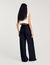Striped double waistband trousers