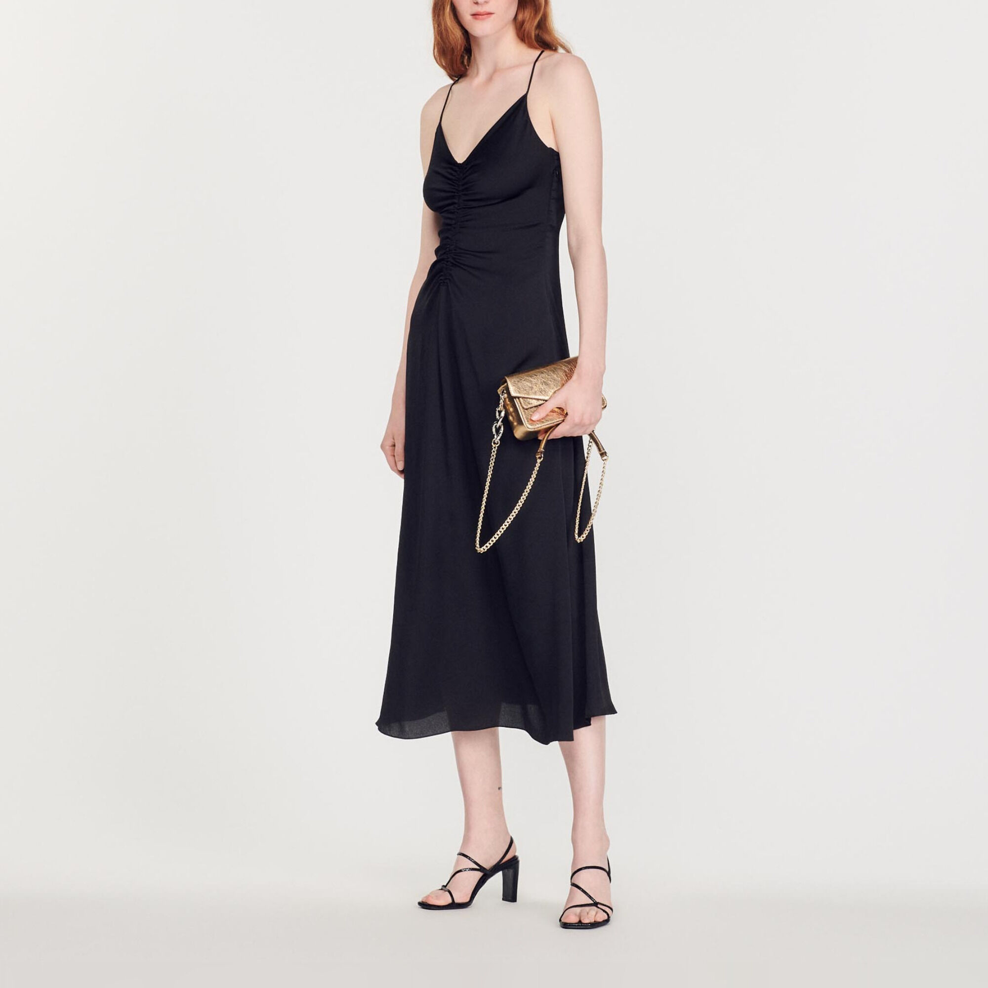 Midi dress with narrow straps