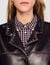 Oversized leather jacket with studs