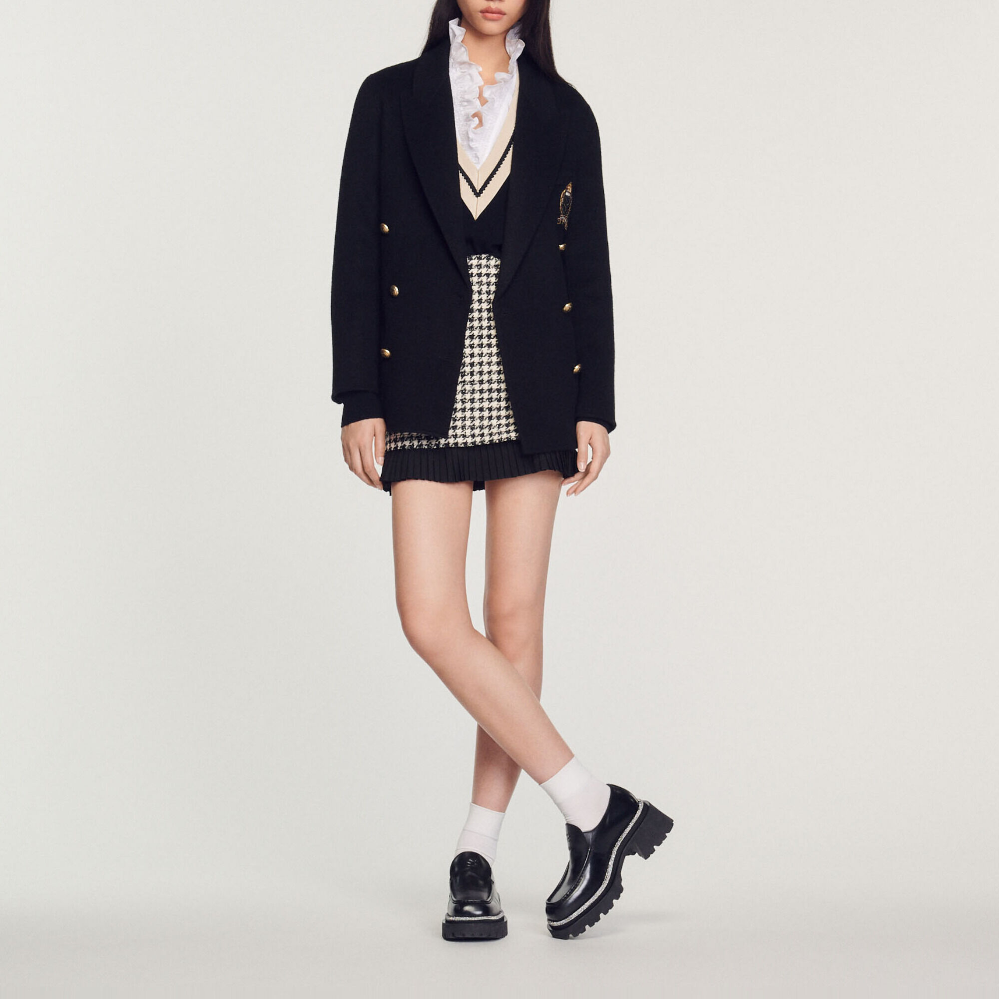 Sweater with contrasting V-neck - Women | Sandro