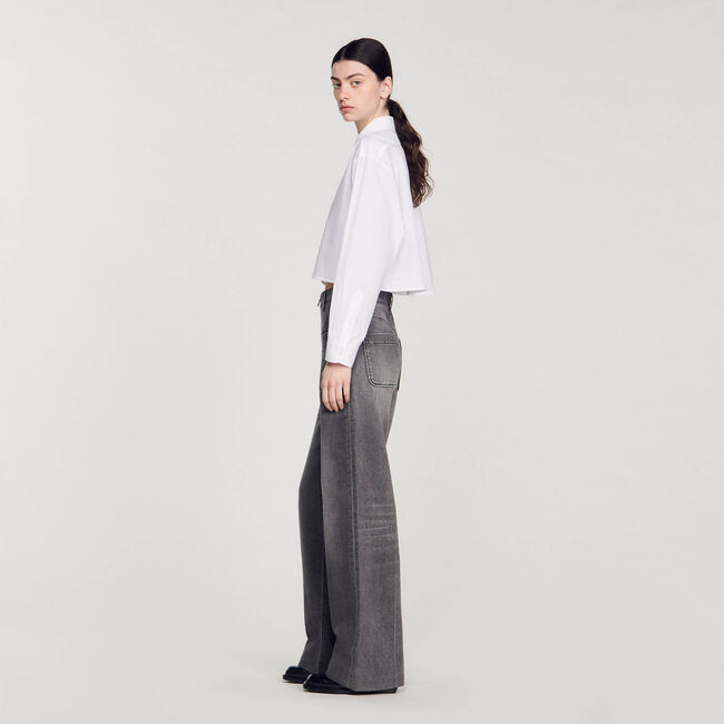 Cropped poplin shirt