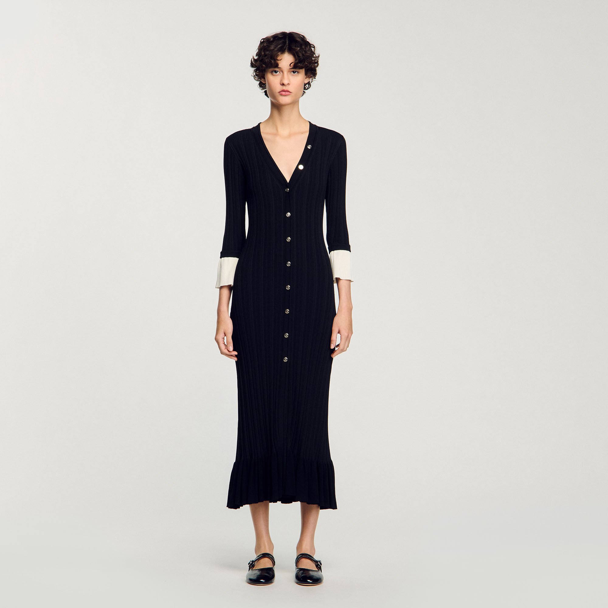 Two-tone knit maxi dress