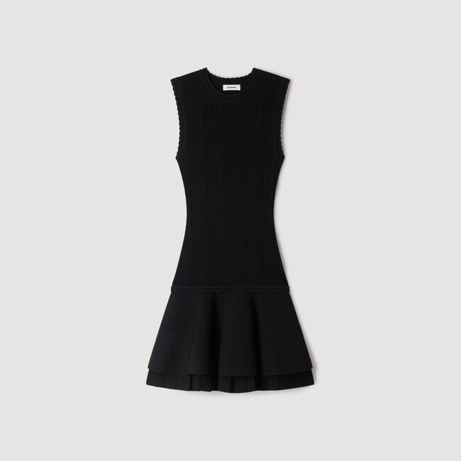 Short knit dress with ruffles