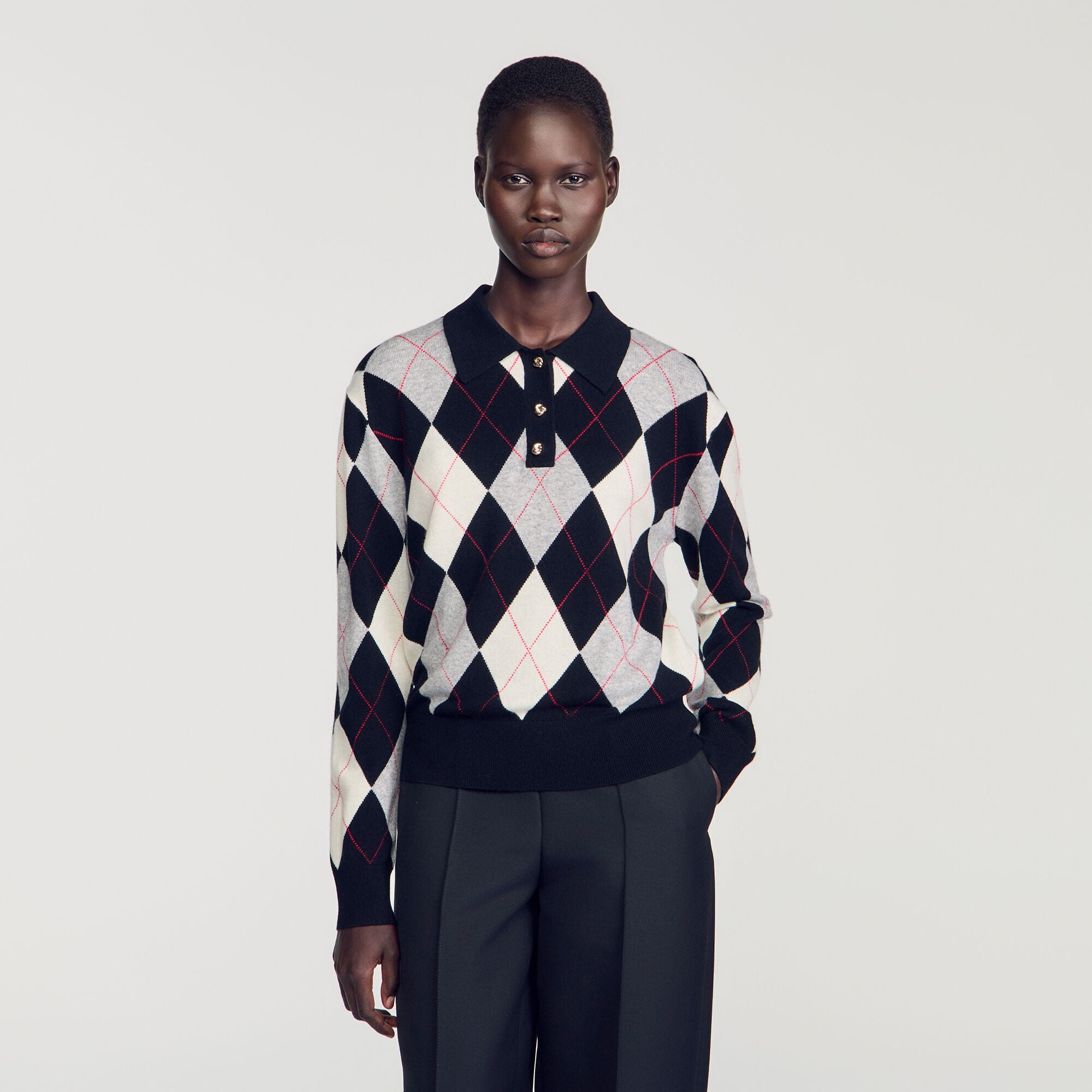 Argyle polo jumper - Women | Sandro