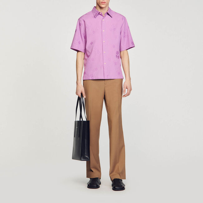 Oversized floral jacquard shirt