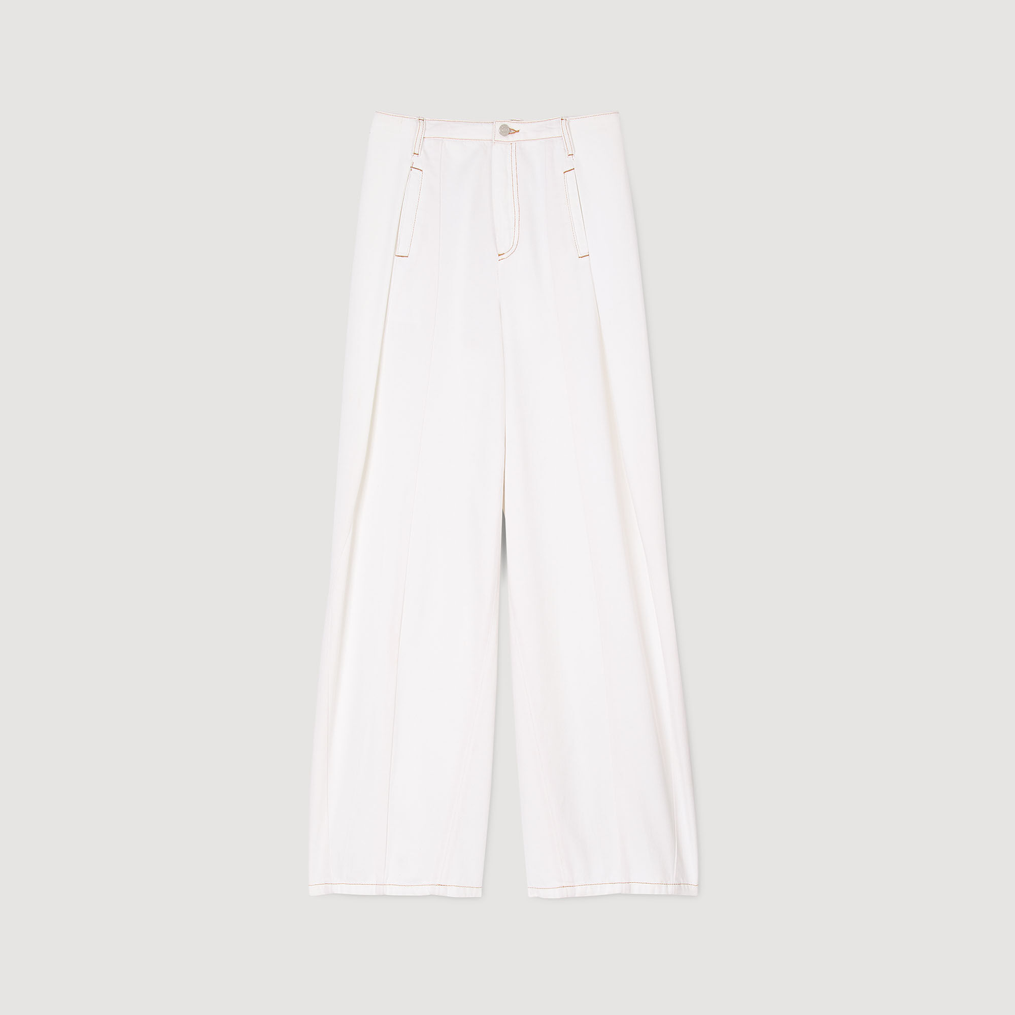 Topstitched wide-leg jeans