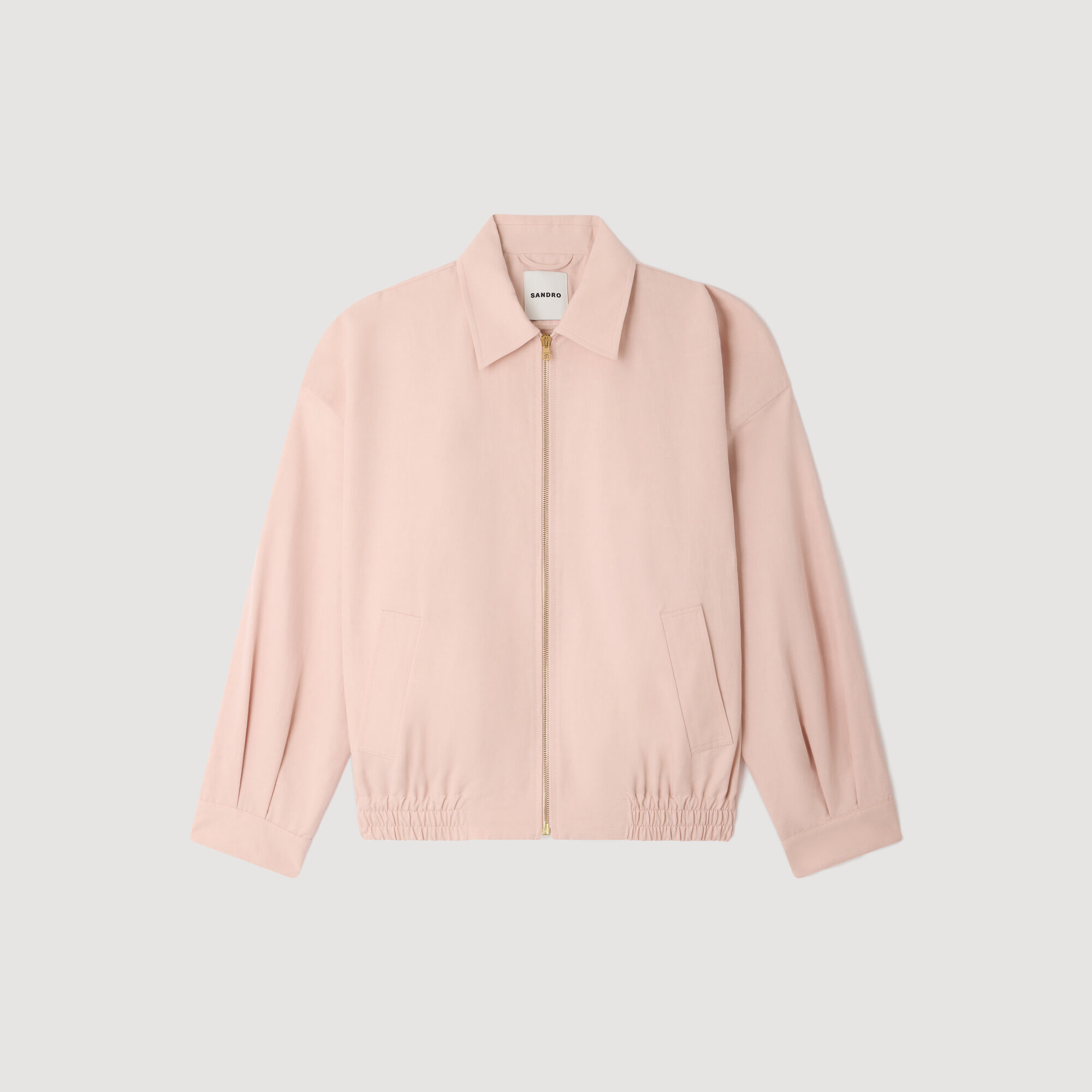 Cotton and linen jacket pink For Women | Sandro Paris