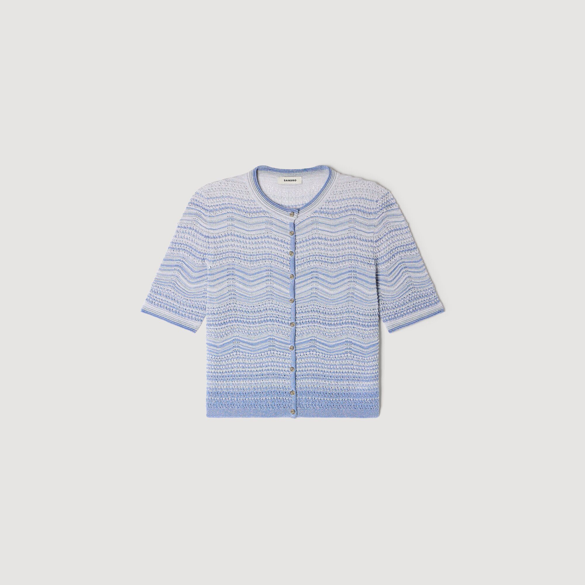 Cropped decorative knit top blue For Women | Sandro Paris
