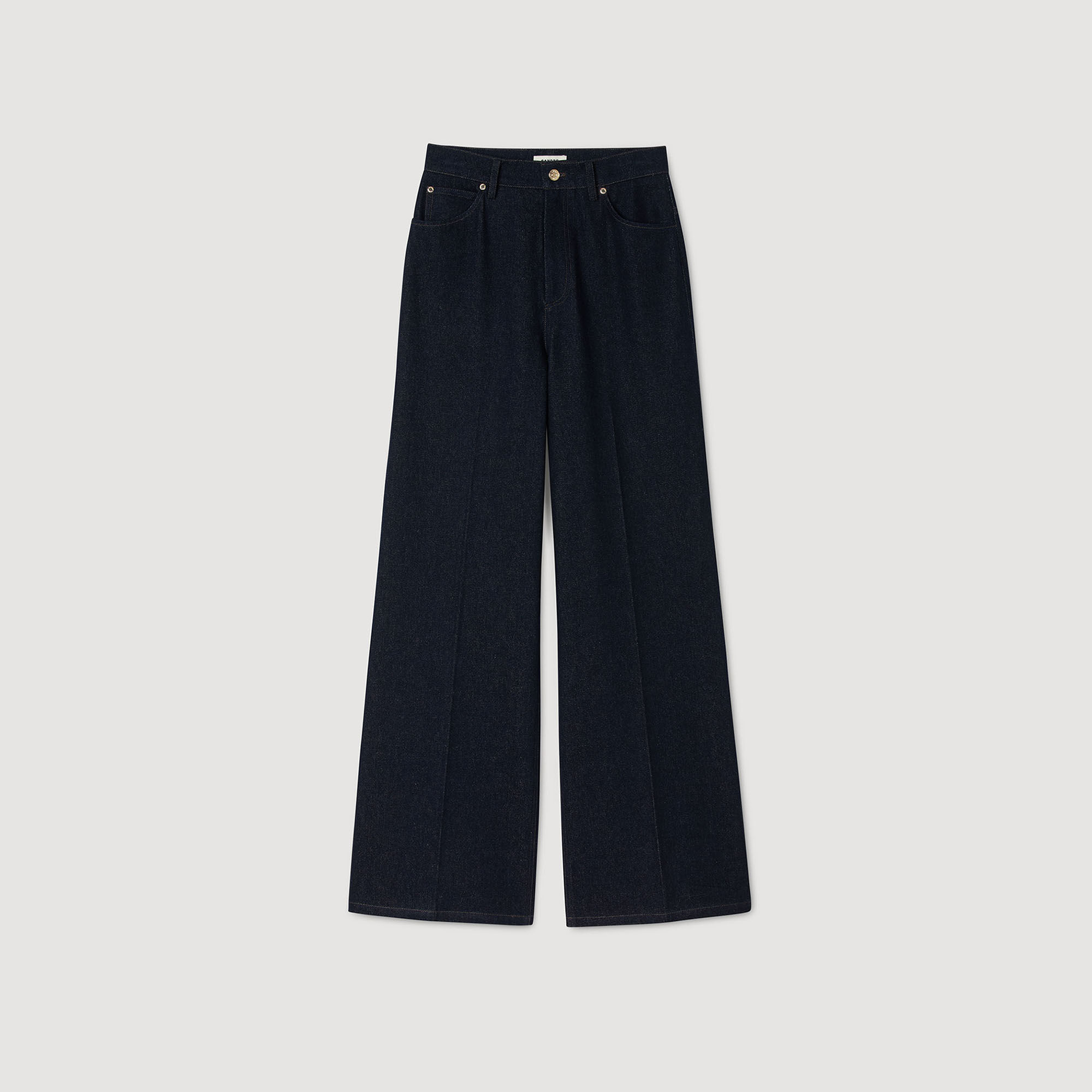 Wide-leg raw jeans