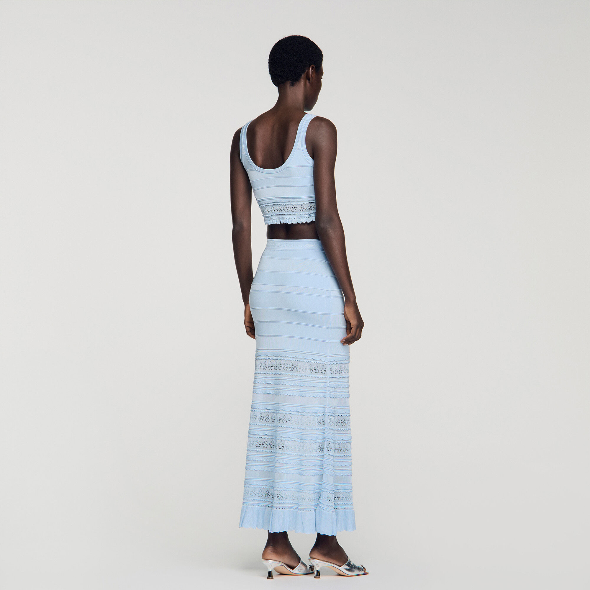 Pointelle knit crop top