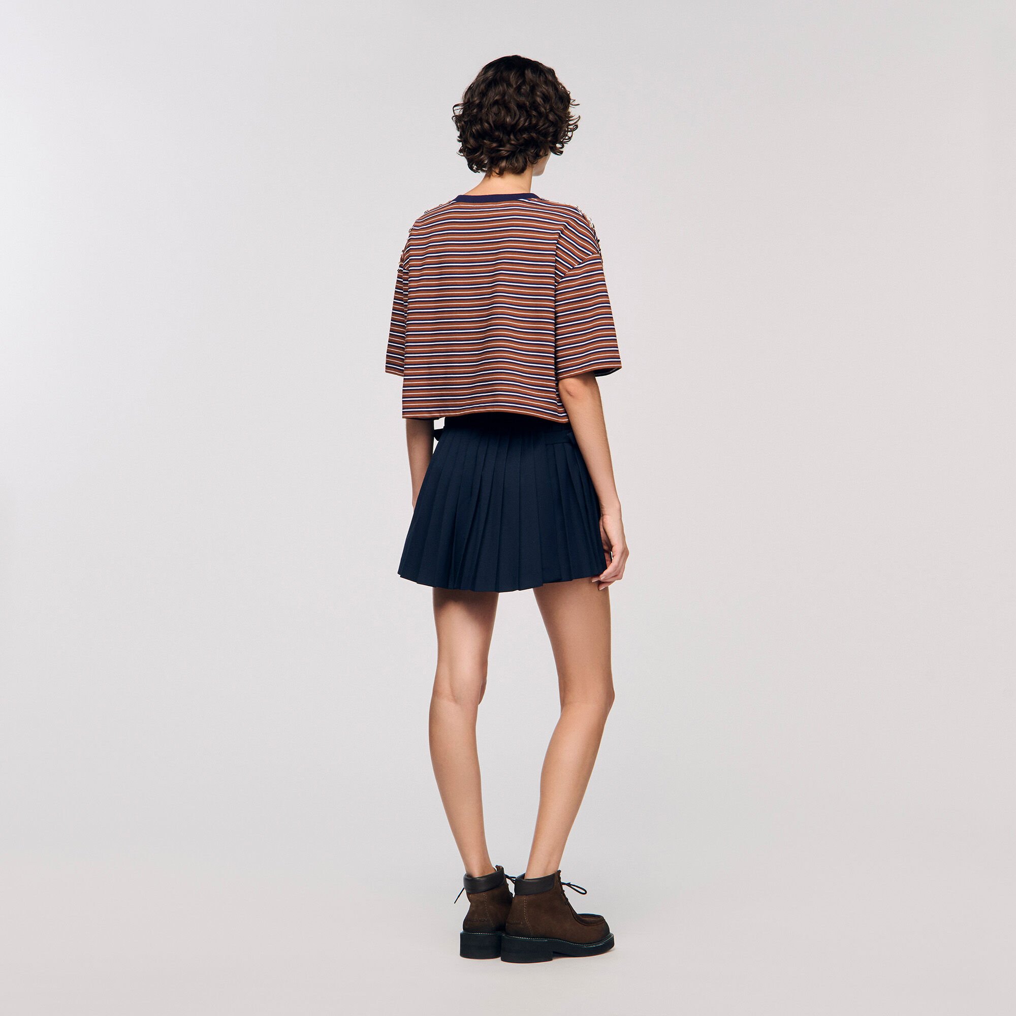 Striped rhinestone T-shirt