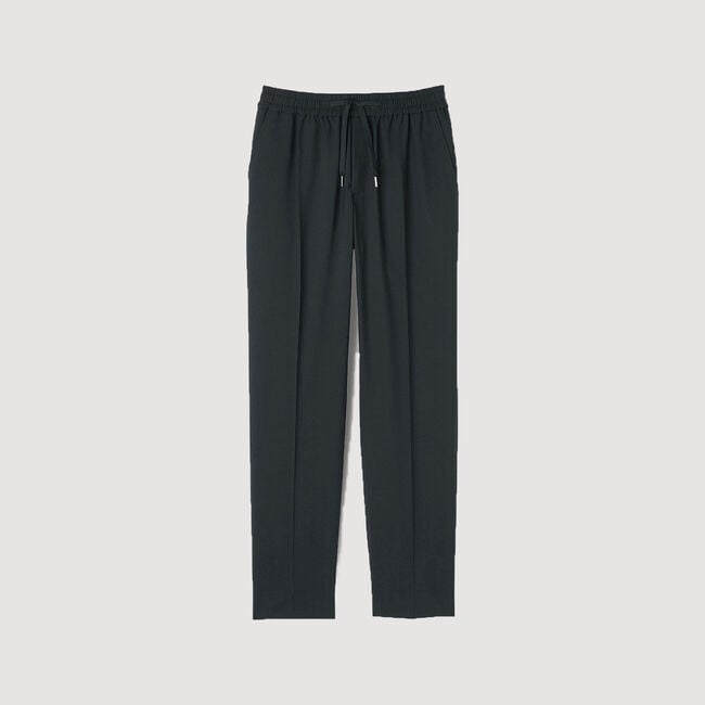Elasticated straight-leg trousers