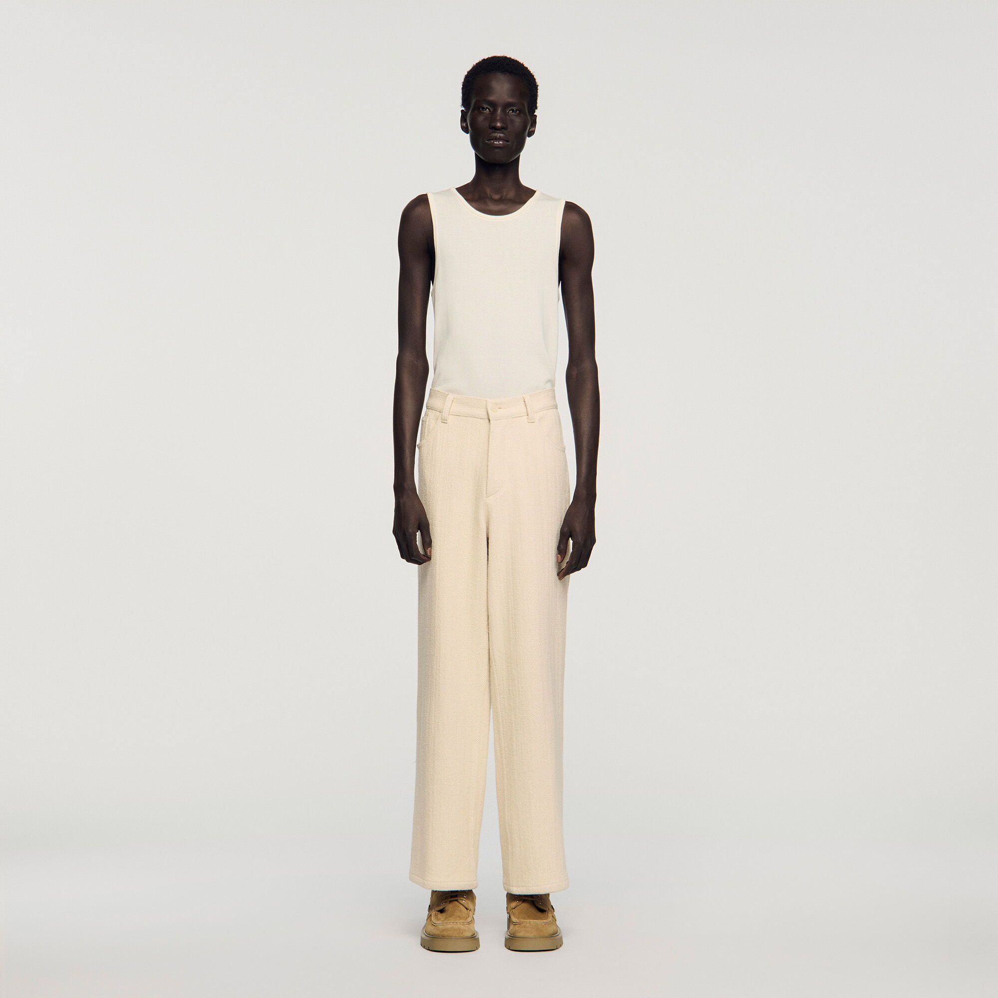 Wide-leg cotton trousers