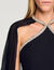 Short cape dress with rhinestones