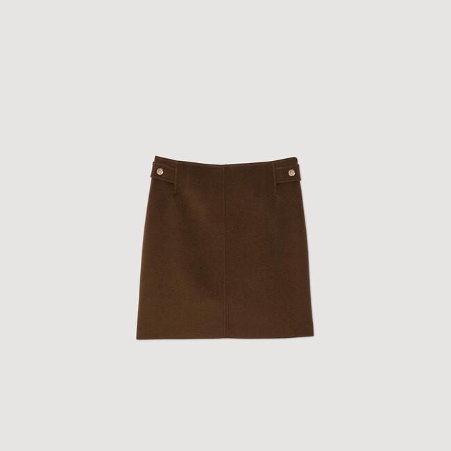 Double-faced short wool skirt