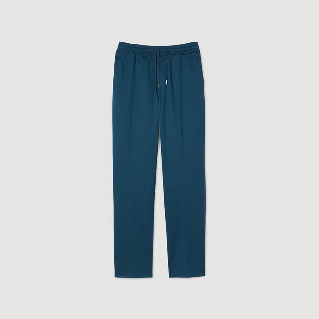 Elasticated straight-leg trousers