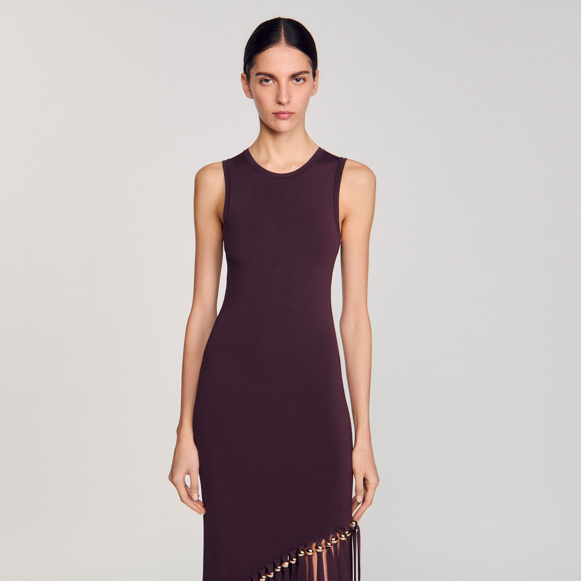 関税・送料込み!【国内発送】SANDRO Fringed Maxi ワンピース Fringed maxi dress white / beige For Women | Sandro Paris