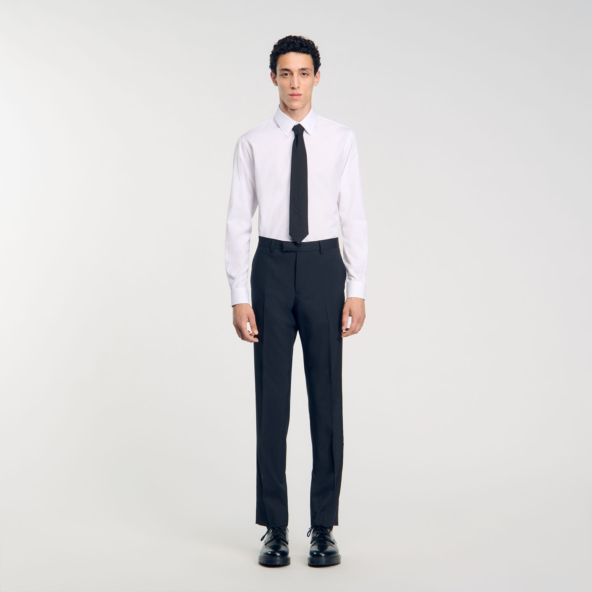 Chalk-striped suit trousers