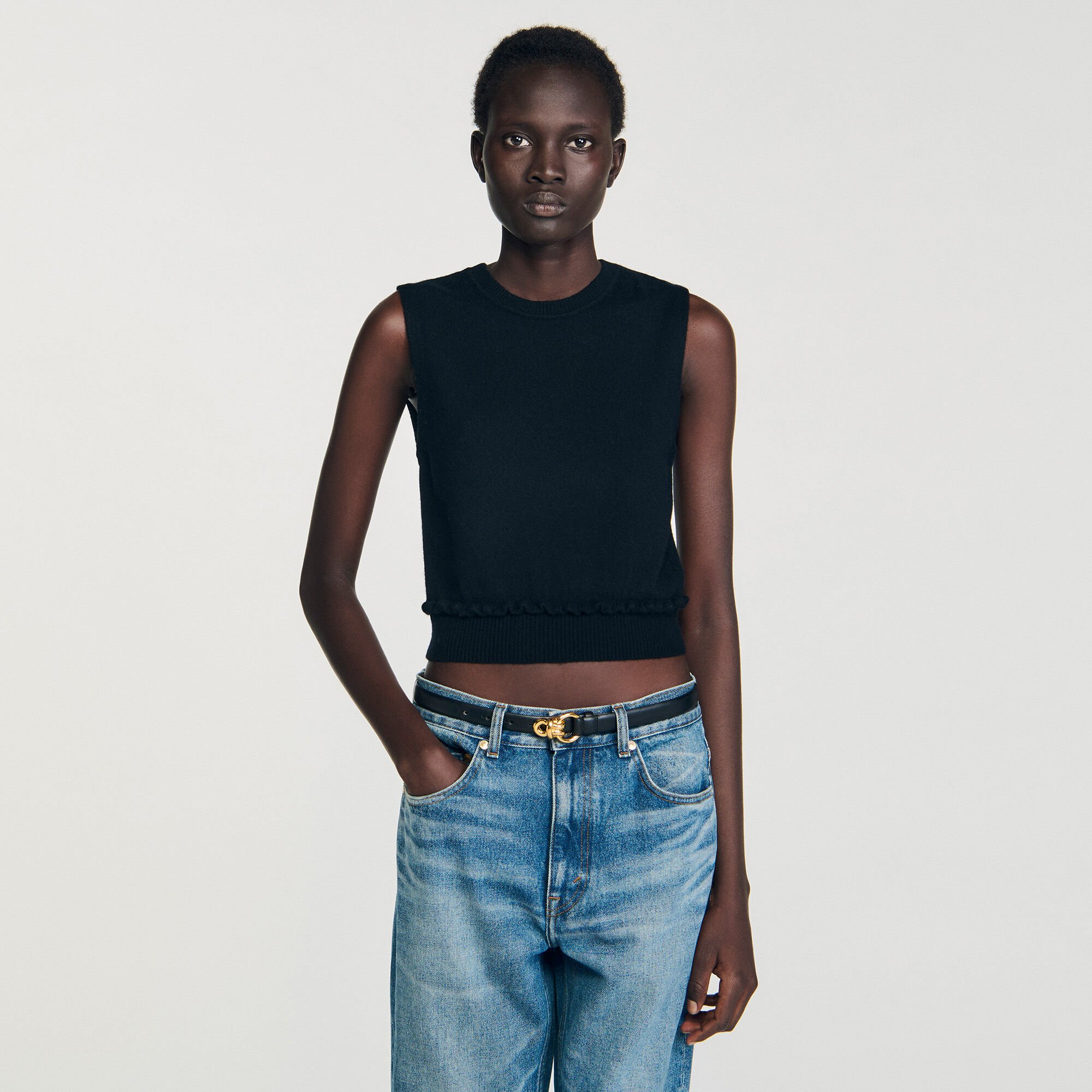 Ruffled cropped jumper