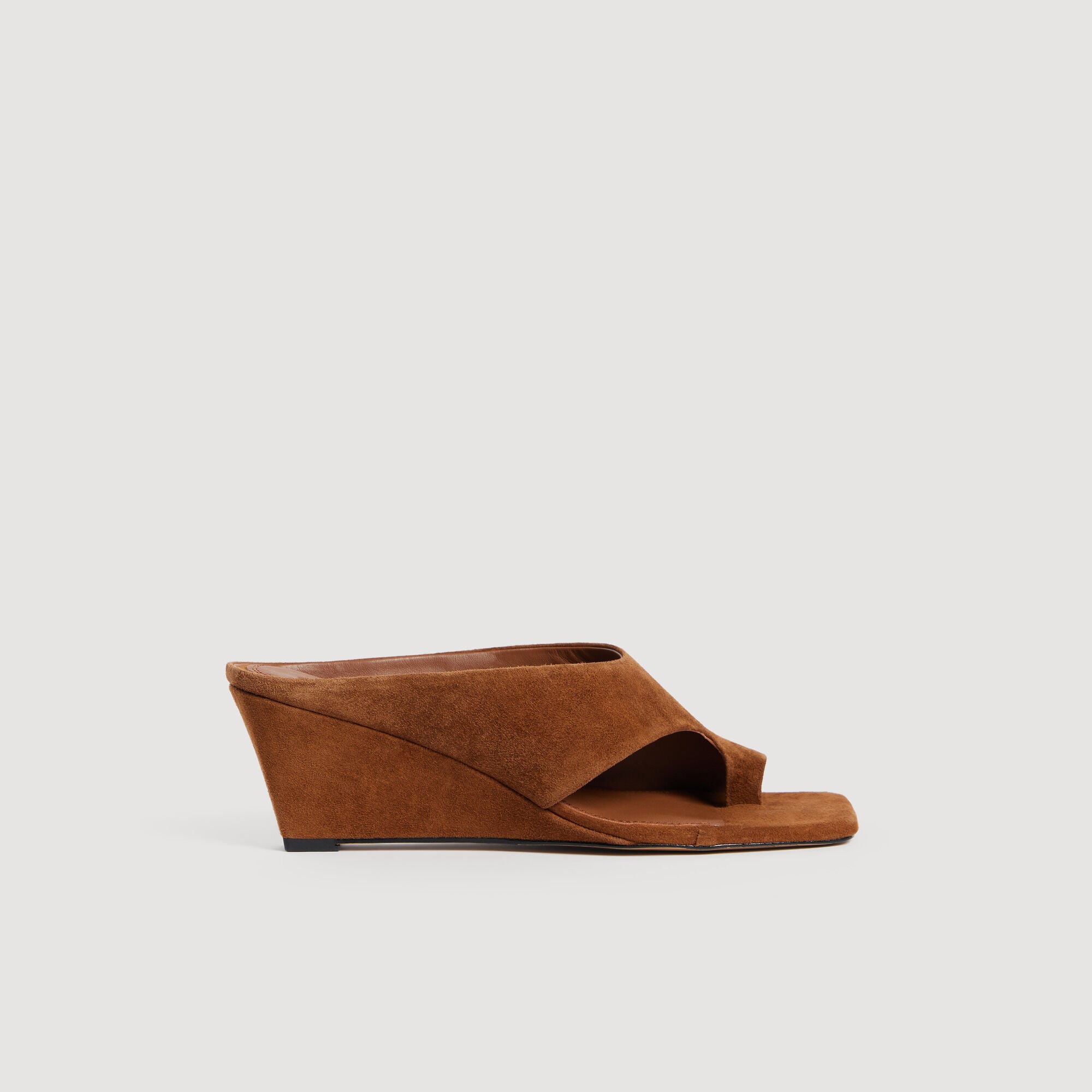 Suede Wedge Sandals - Tan