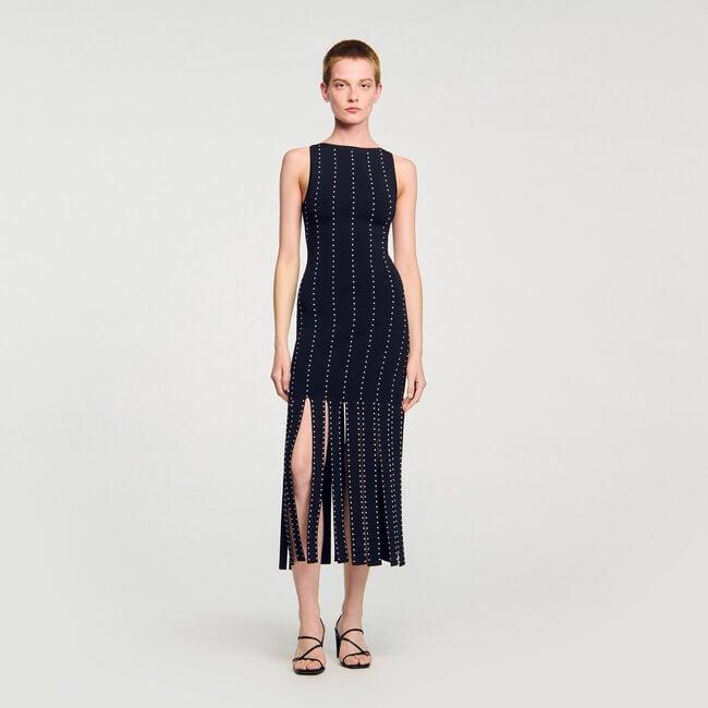 Fringed knit maxi dress