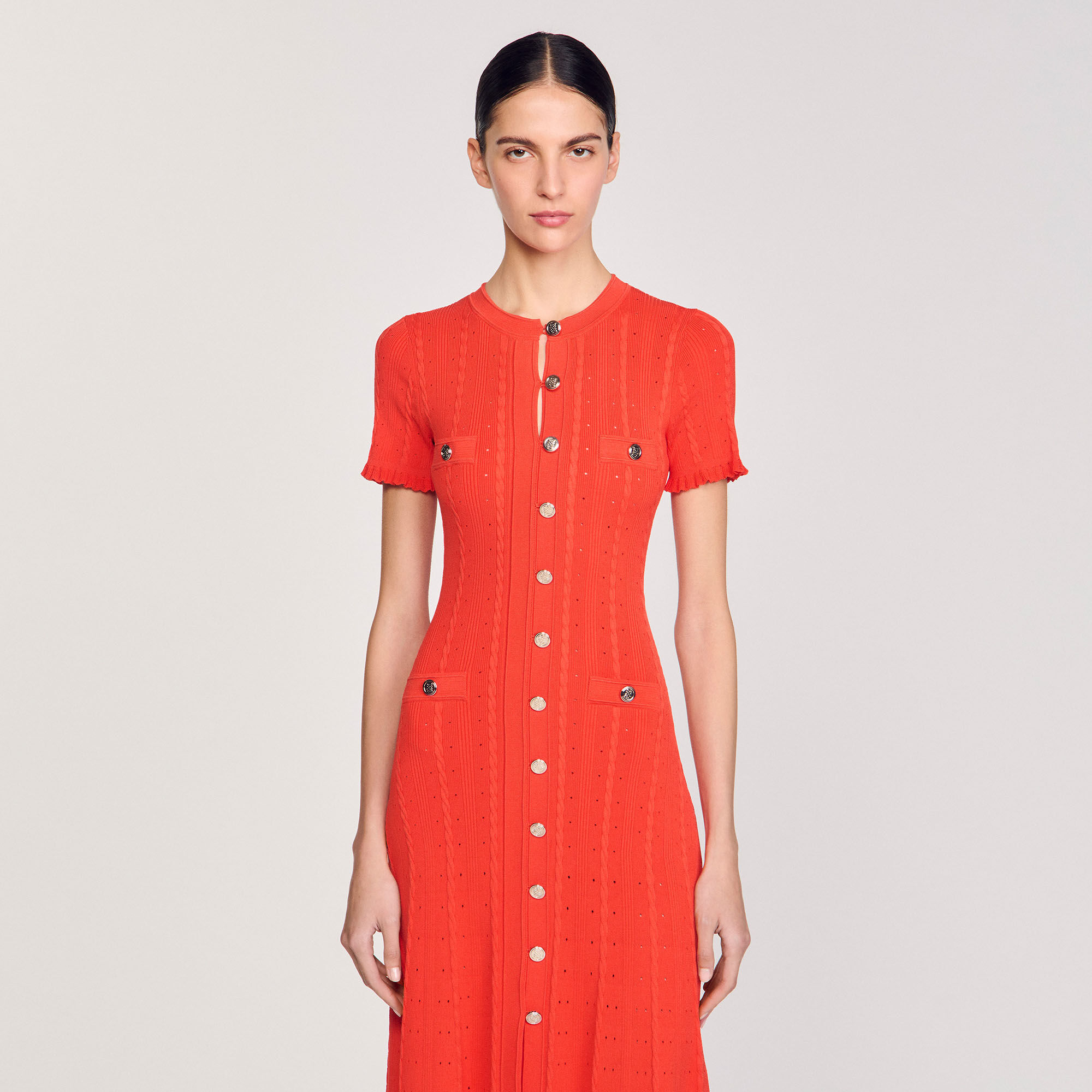 新品 ROUJE PARIS PEDRO SWEATER 5部袖 ニット 36 Knit maxi dress red For Women | Sandro Paris