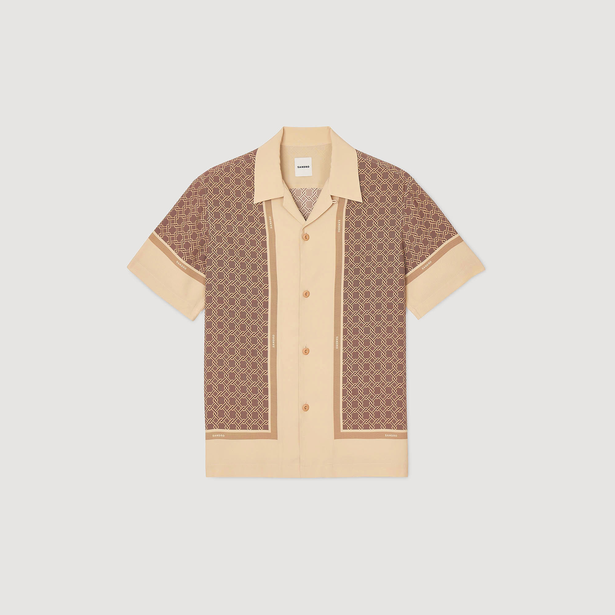 Short-sleeved patterned shirt white / beige for Men | Sandro