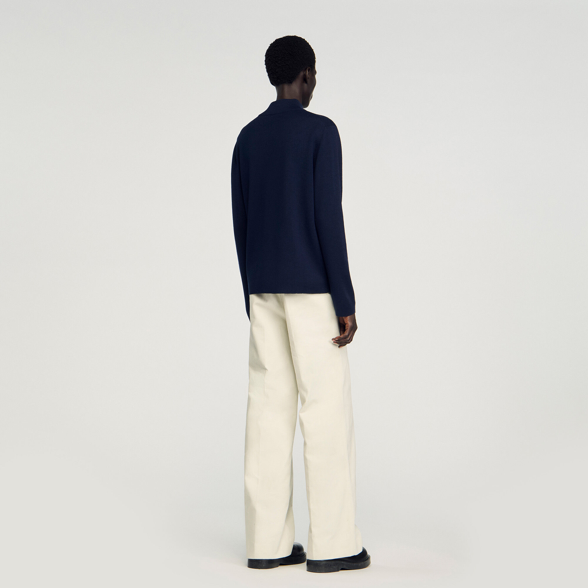 Wool jumper with zip collar